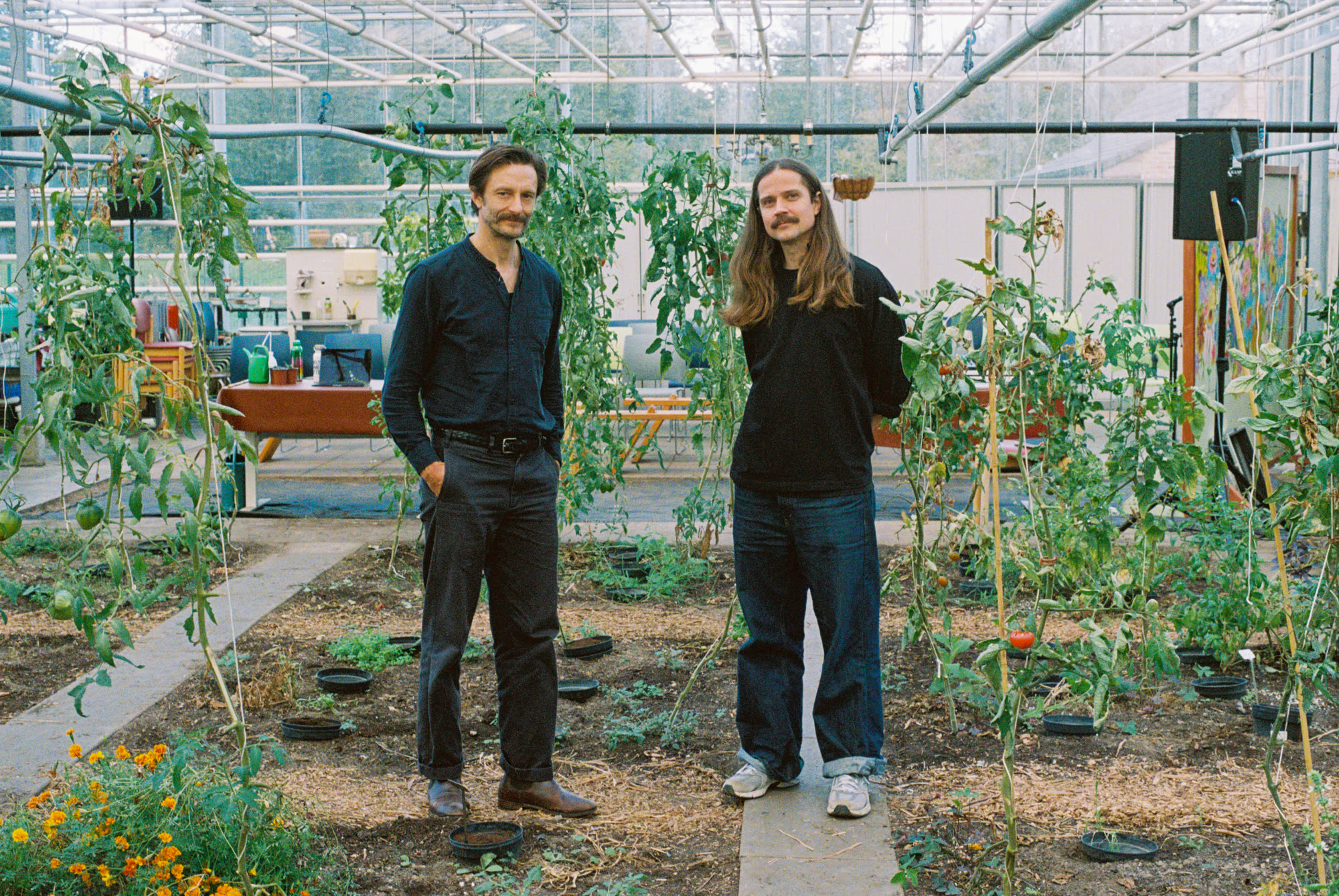 Benno Steinegger and Eirik Havnes in a greenhouse